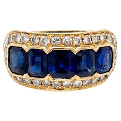 Vintage Illario 5 Carat Natural Sapphire Diamond Band Ring