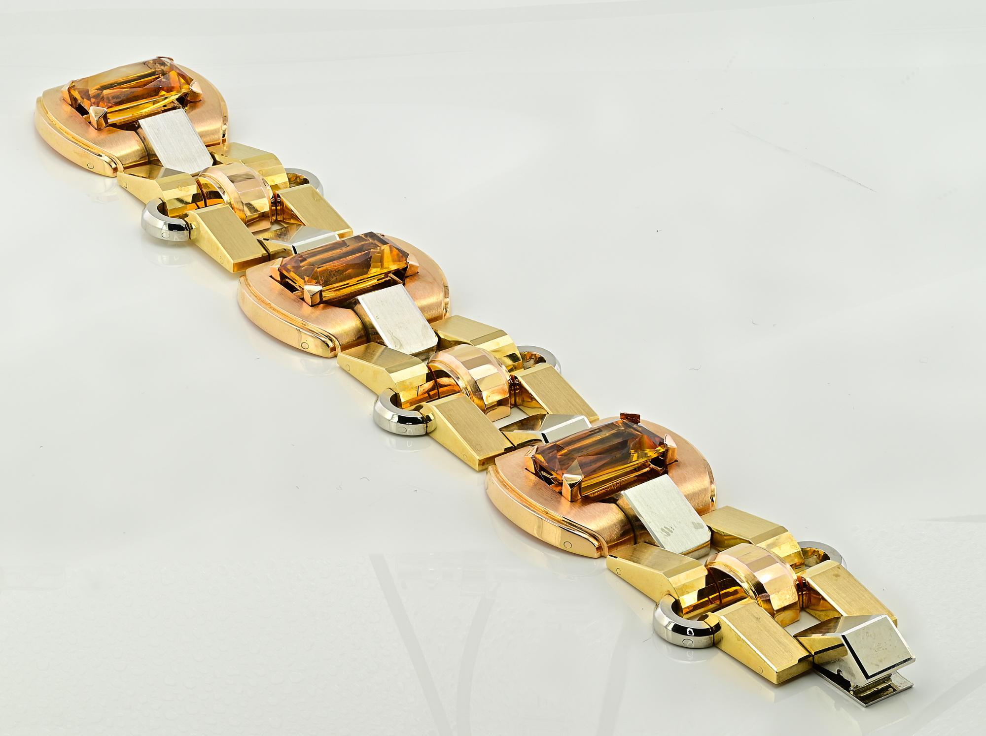 ILLARIO Art Deco Citrin 18 KT Armband Damen im Angebot