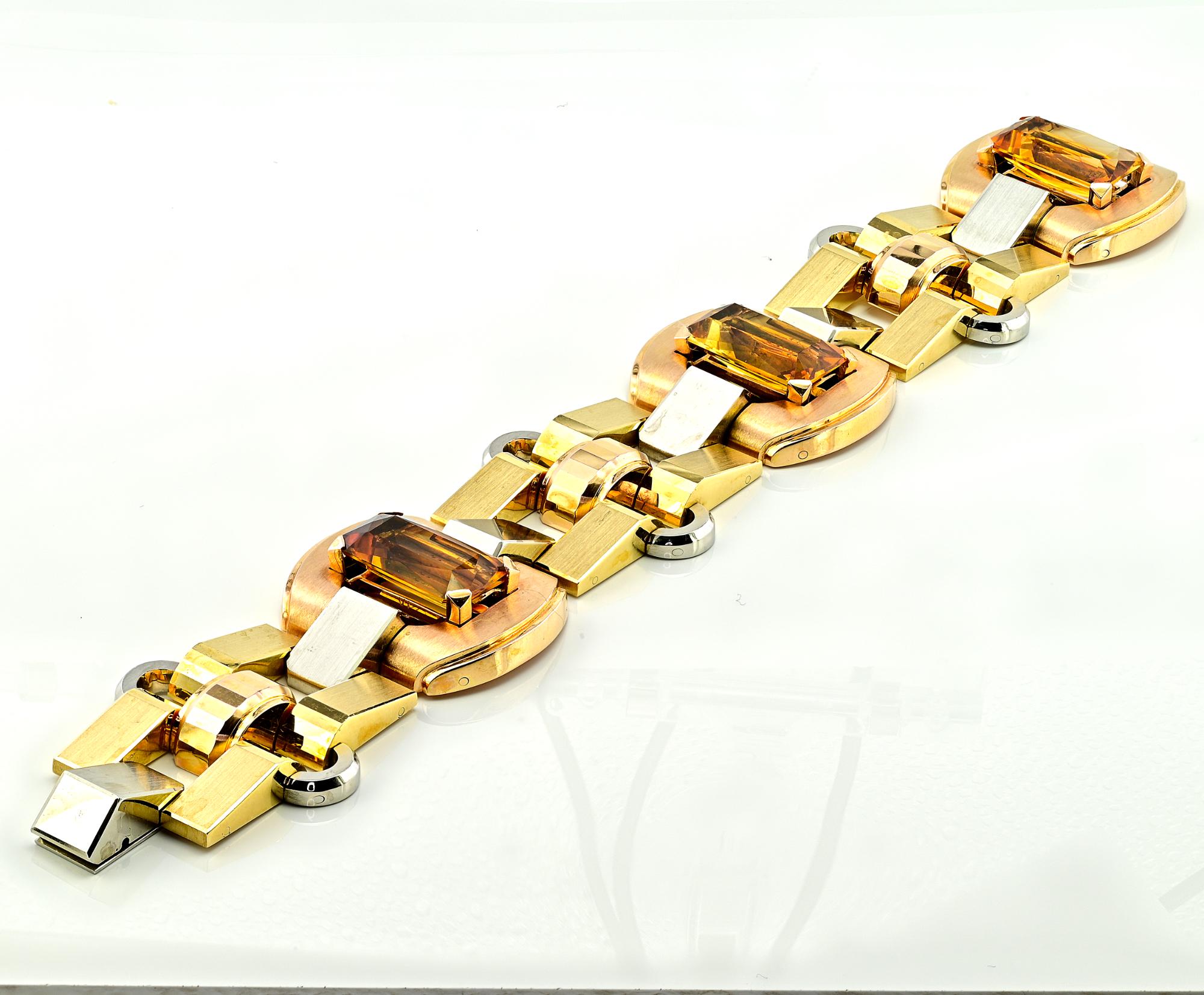 ILLARIO Art Deco Citrine 18 KT Bracelet For Sale 3