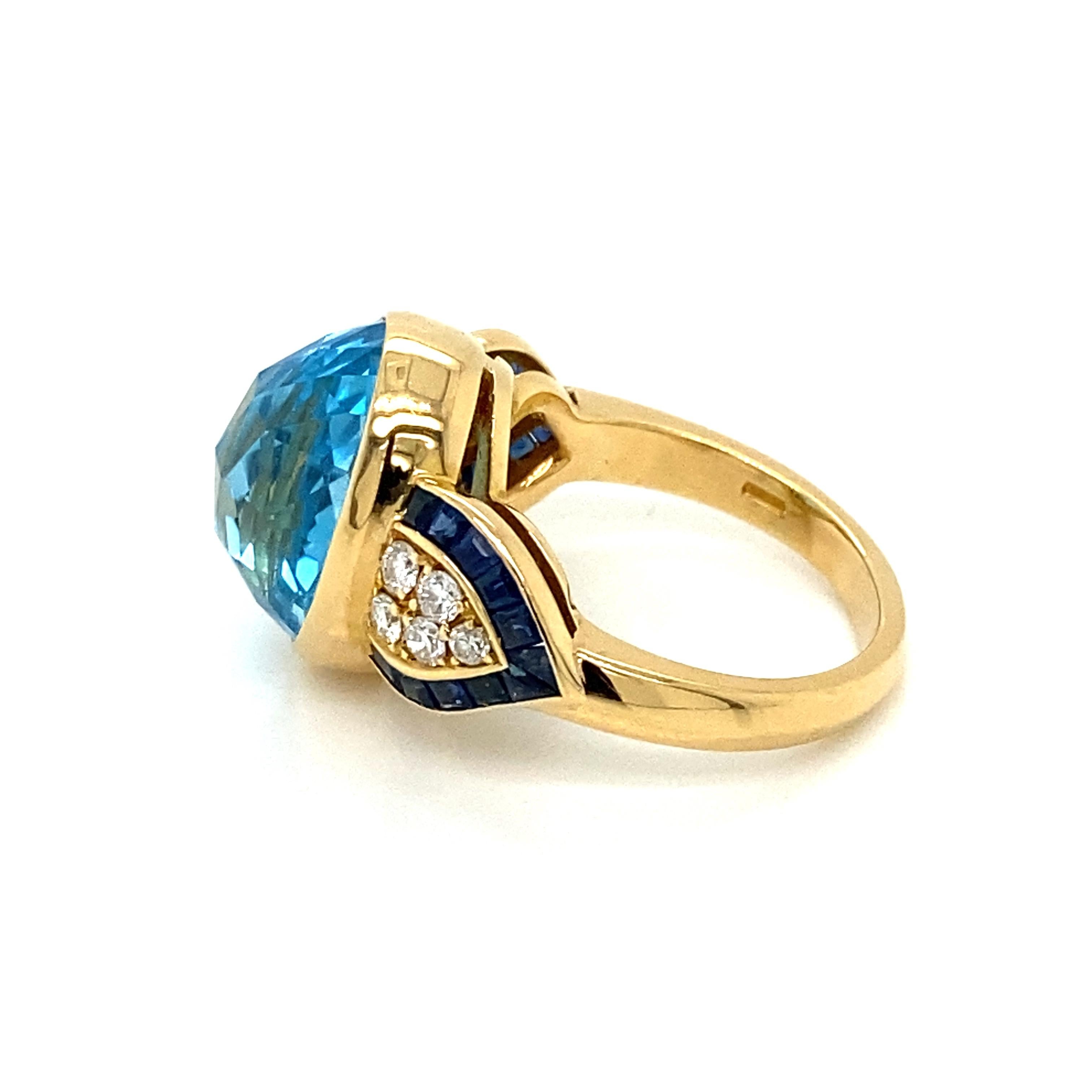 Women's Illario Diamond Sapphire Topaz Cocktail Ring For Sale