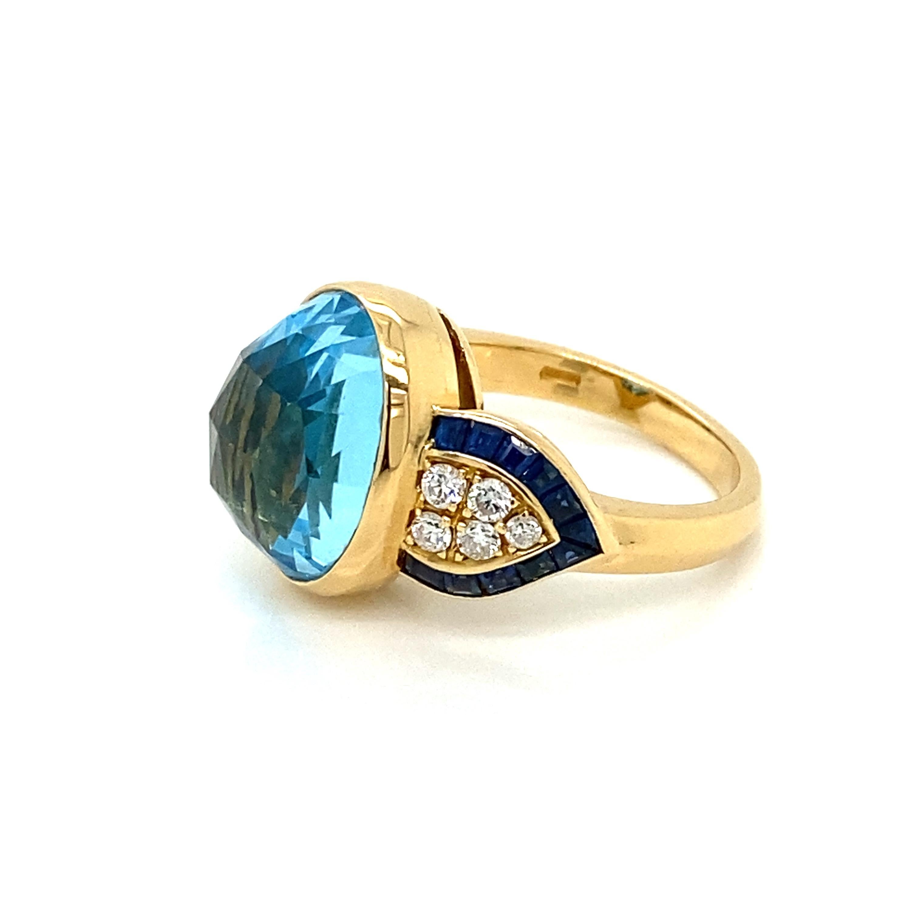 Illario Diamond Sapphire Topaz Cocktail Ring For Sale 1