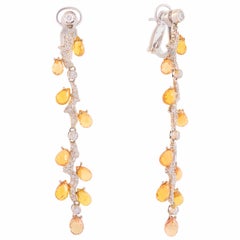 Illario Spargolo Earrings in White Gold, Diamonds and Yellow Sapphires