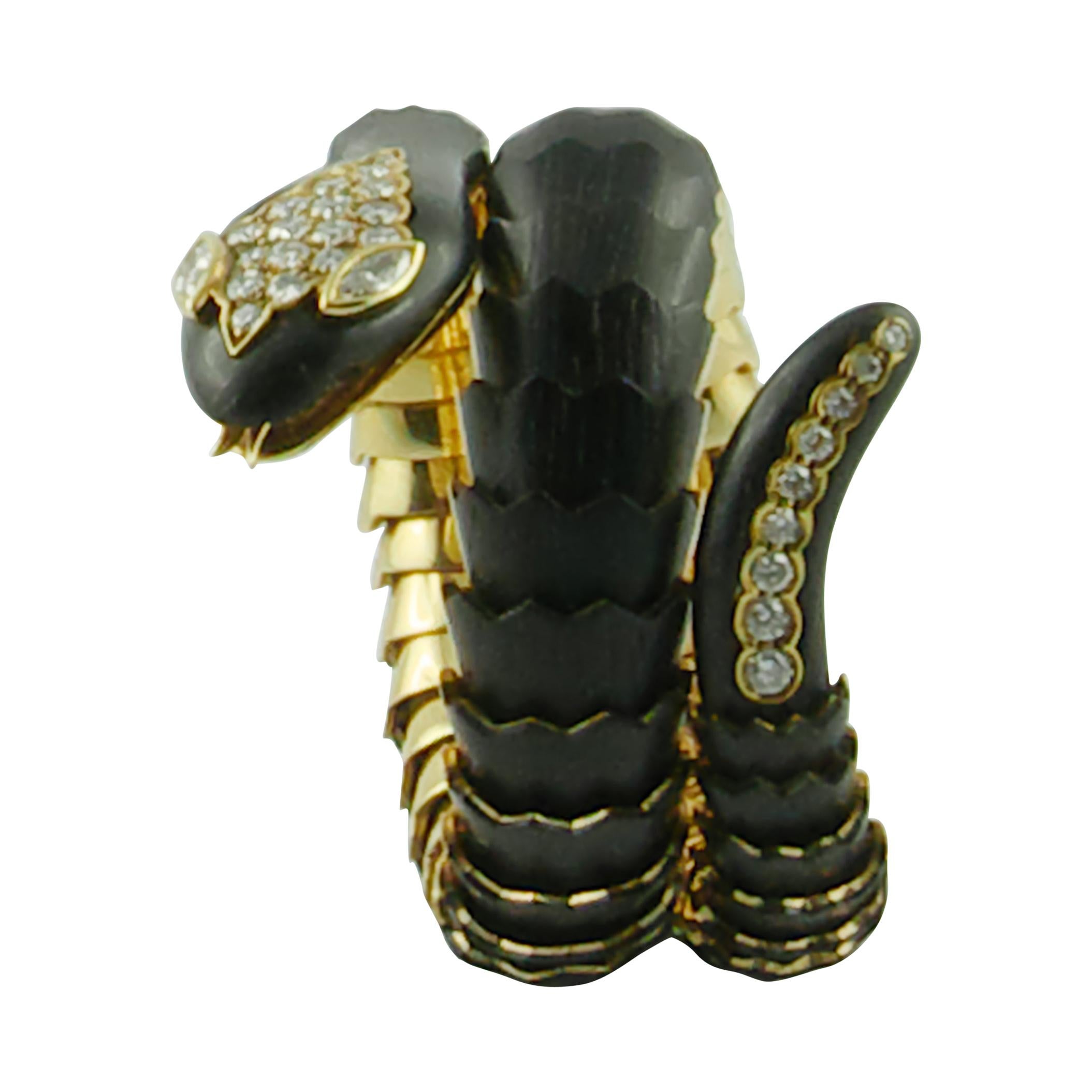 Bracelet serpent Illario en or jaune et diamants en vente