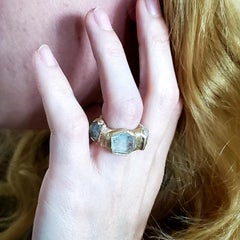 Ille Oyler Brutalist Eternity Ring Textured in 18kt Gold 28.90 Ctw in Aquamarine