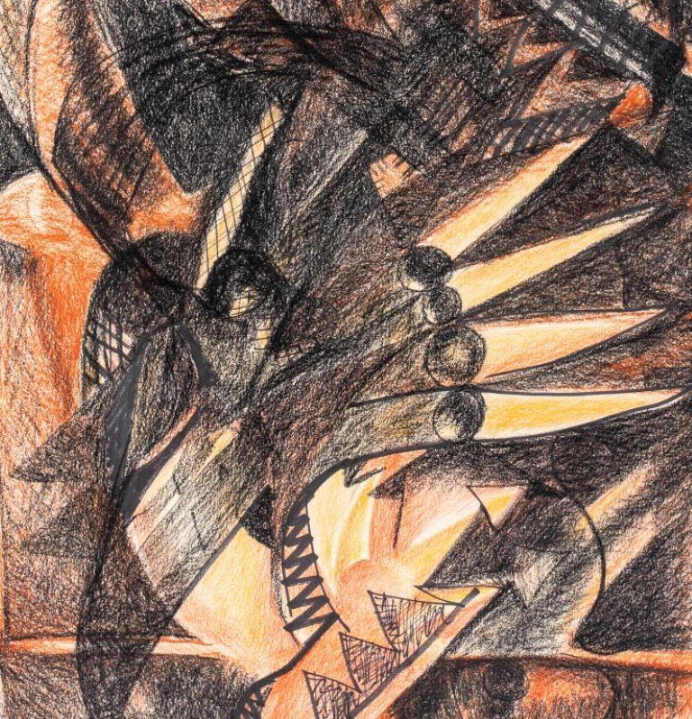 Futurist Composition, Mixed Media Charcoal and Ink on Paper, illegibly signed lower right. Provenance: From a New York City collection. 

Dealer: S138XX