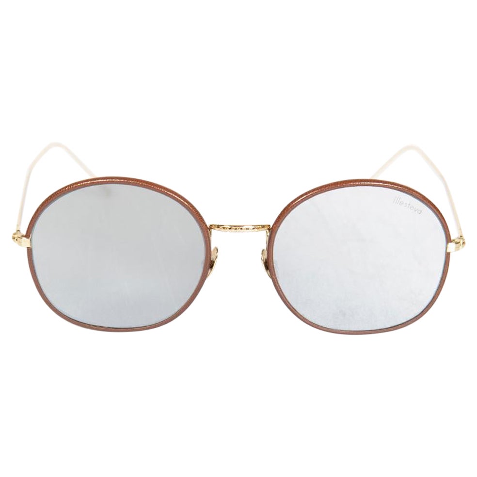 Illesteva Brown Alina Leather C2 Round Sunglasses