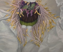 Illia Barger, "Zoe" floral painting, tree peony, tonal study in white