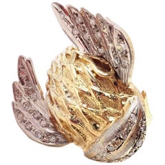 Illias Lalaounis Greek Diamond Fish Yellow Gold Band Ring
