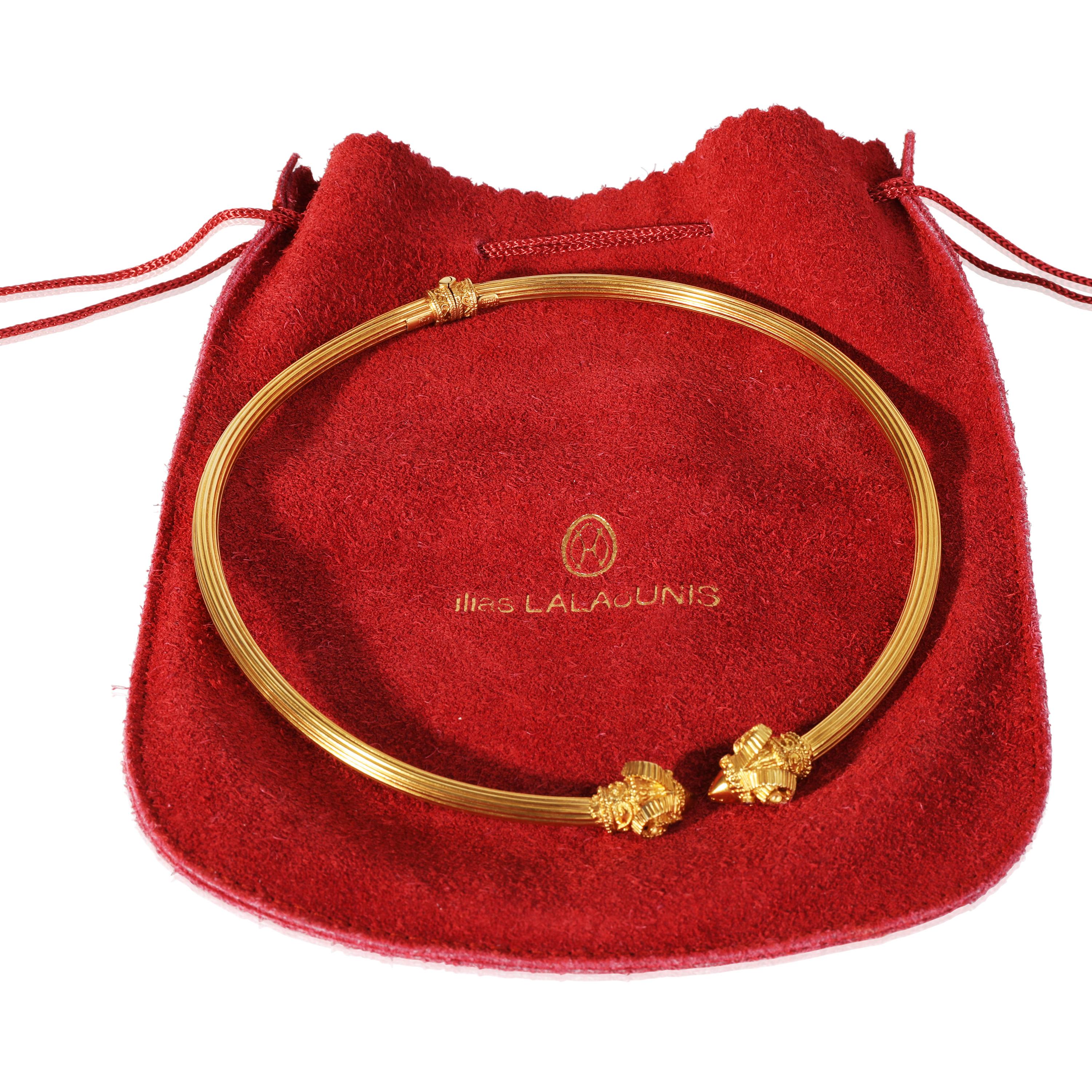 Illias Lalaounis Rams Head Collar Necklace With Ruby Eyes in 18K Yellow Gold

PRIMARY DETAILS
SKU: 120155
Listing Title: Illias Lalaounis Rams Head Collar Necklace With Ruby Eyes in 18K Yellow Gold
Condition Description: Retails for 9995 USD. In