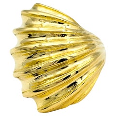 Illias Lalaounis Ridged Shell Design Wrap Cocktail Ring in 22 Karat Yellow Gold
