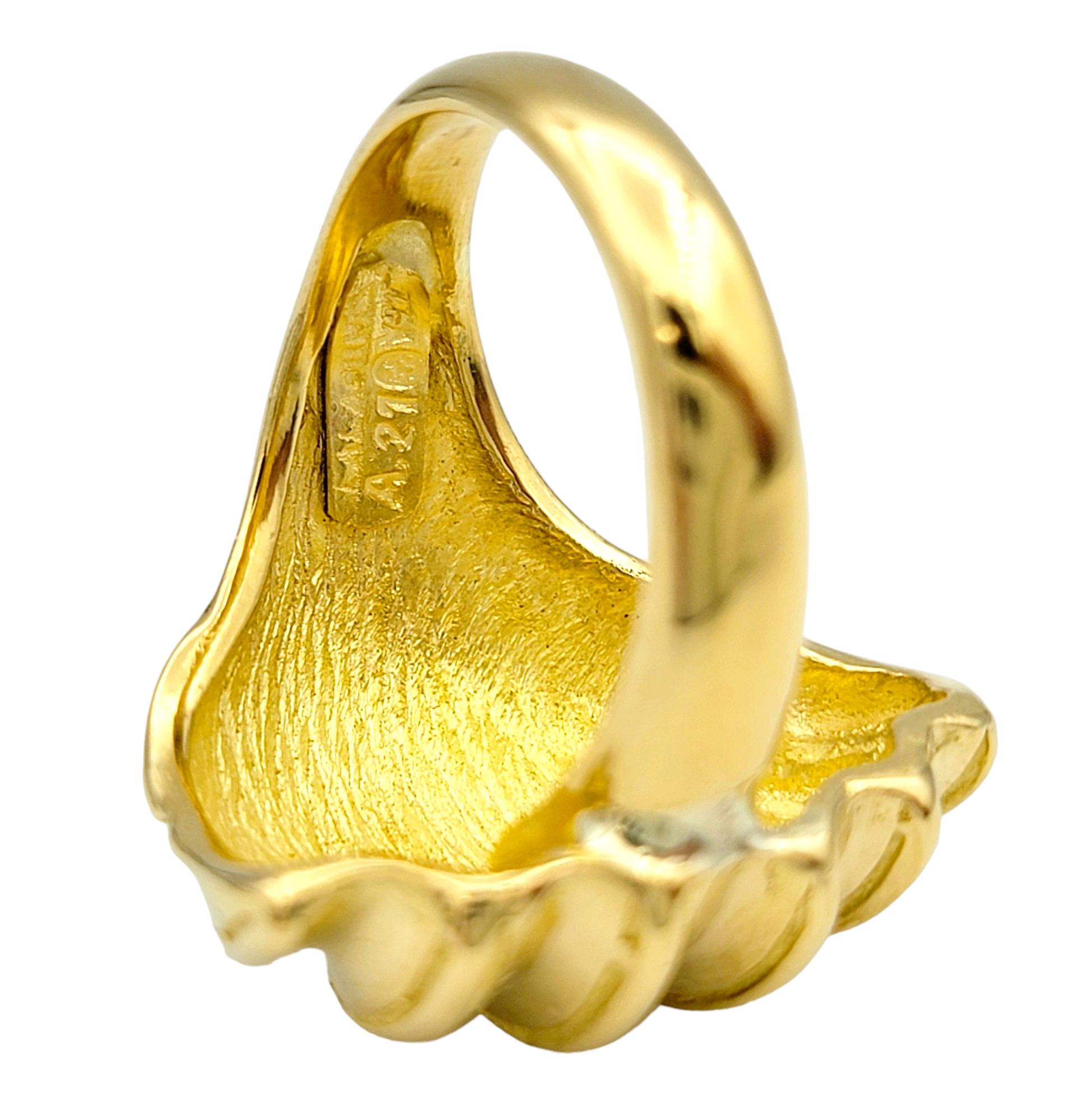 Illias Lalaounis Ridged Shell Design Wrap Cocktail Ring in 22 Karat Yellow Gold In Good Condition For Sale In Scottsdale, AZ