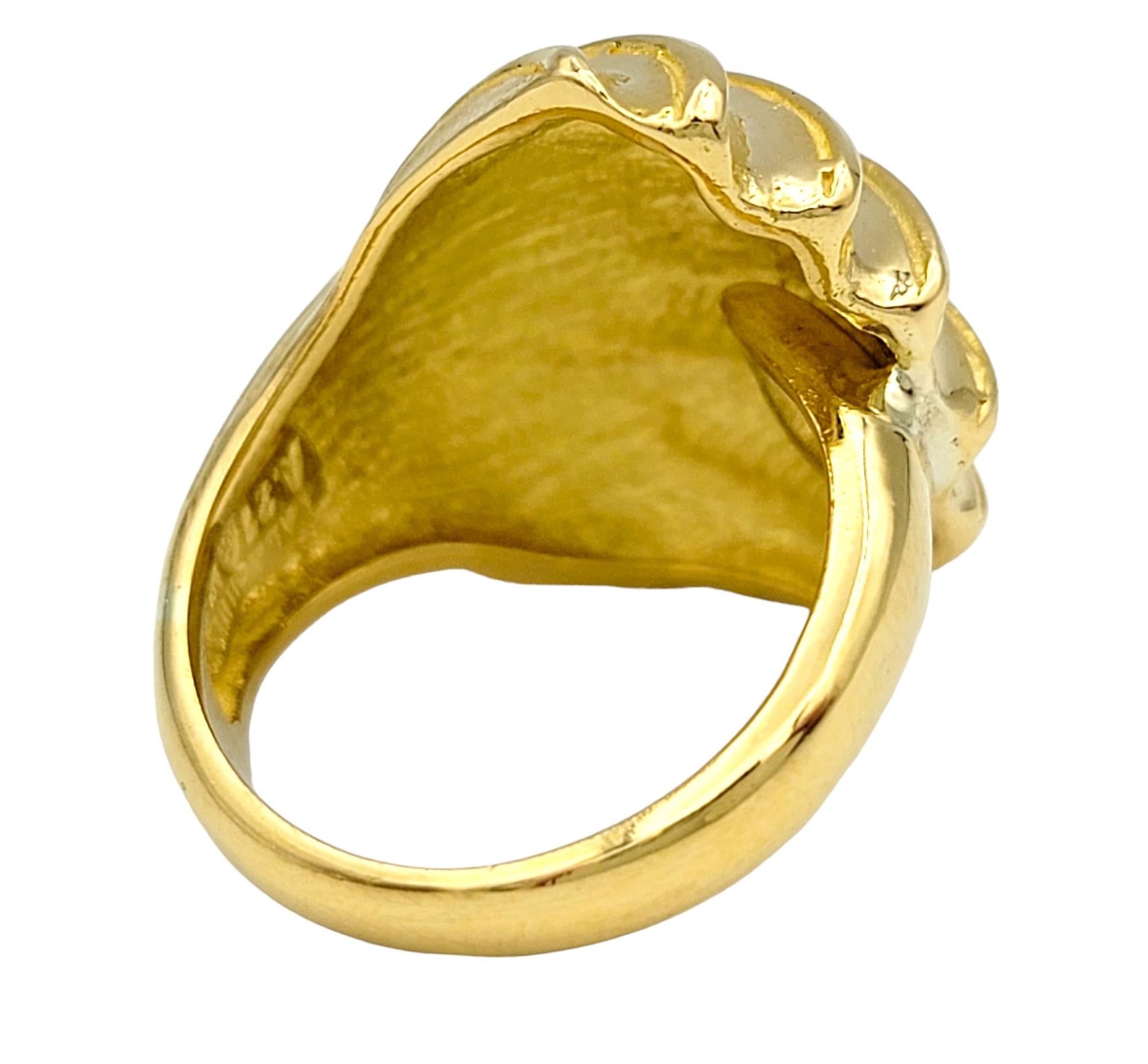 Women's Illias Lalaounis Ridged Shell Design Wrap Cocktail Ring in 22 Karat Yellow Gold For Sale