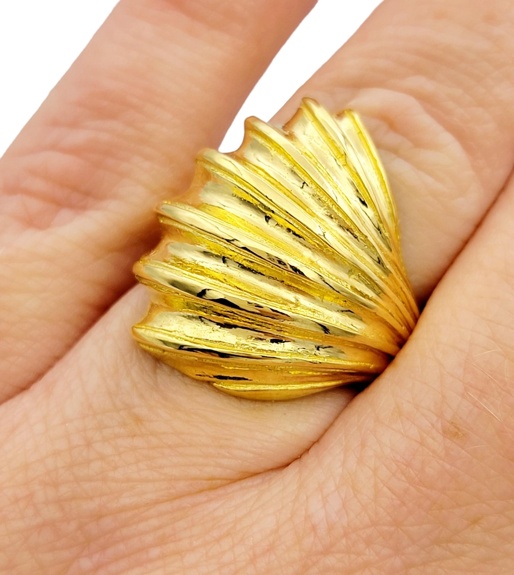 Illias Lalaounis Ridged Shell Design Wrap Cocktail Ring in 22 Karat Yellow Gold For Sale 3