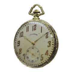 Illinois Two Tone Gold Filled Art Deco Opened Faced Pocket Watch from 1922