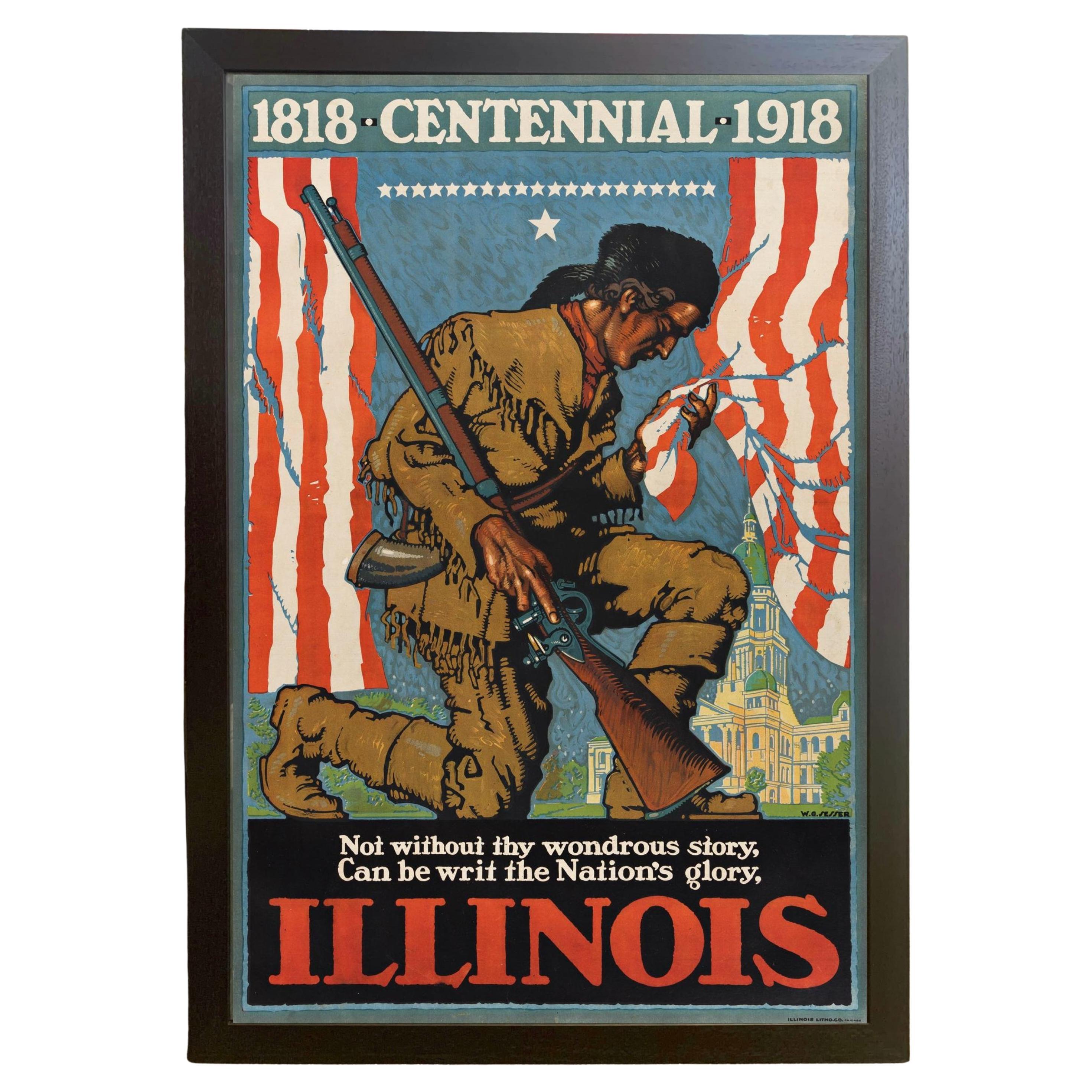 "Illinois. 1818 Centennial 1918." Vintage Poster by Willy Sesser, 1918