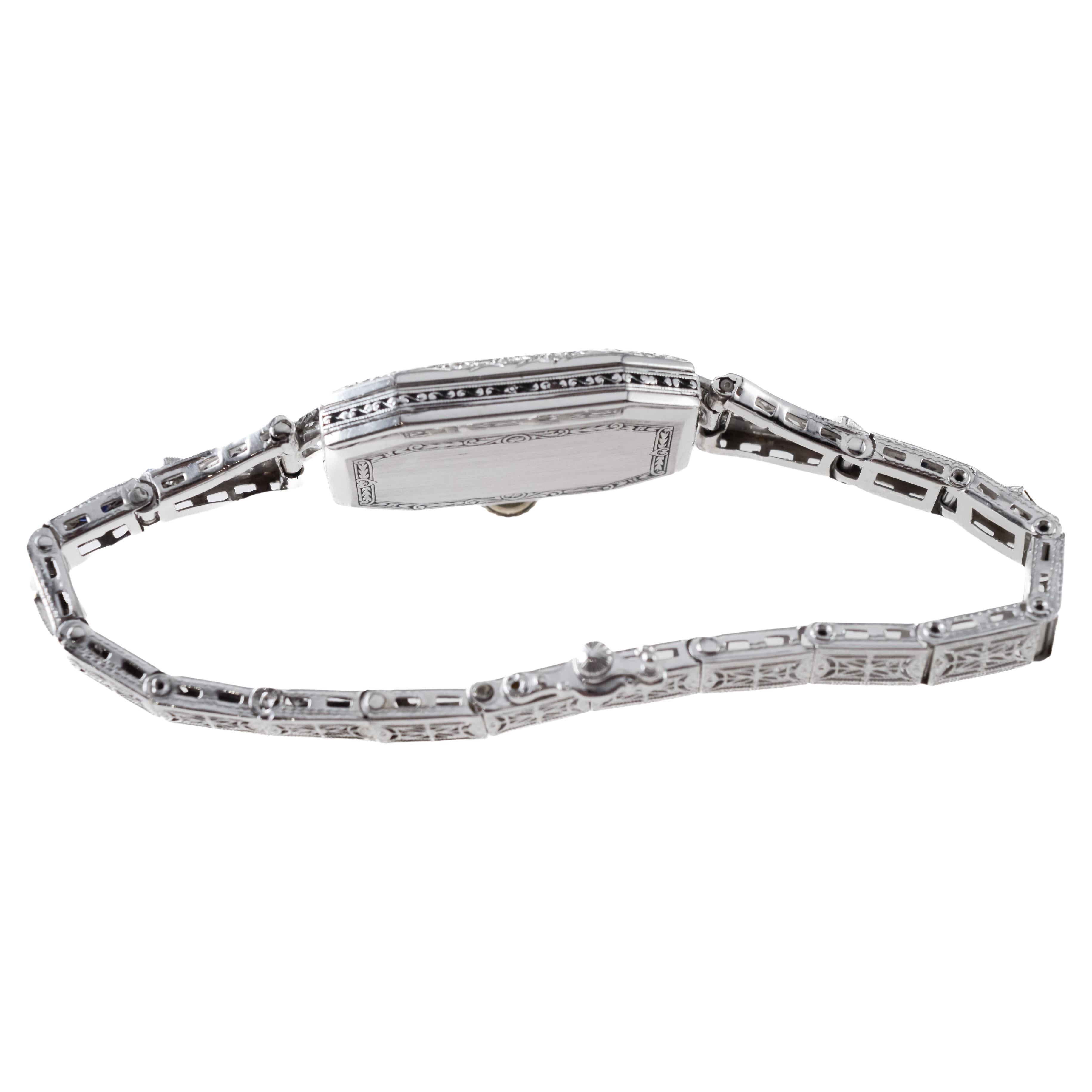 Illinois 18Kt Solid White Gold Art Deco Ladies Watch circa 7
