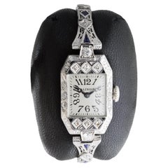 Antique Illinois 18Kt Solid White Gold Art Deco Ladies Watch circa