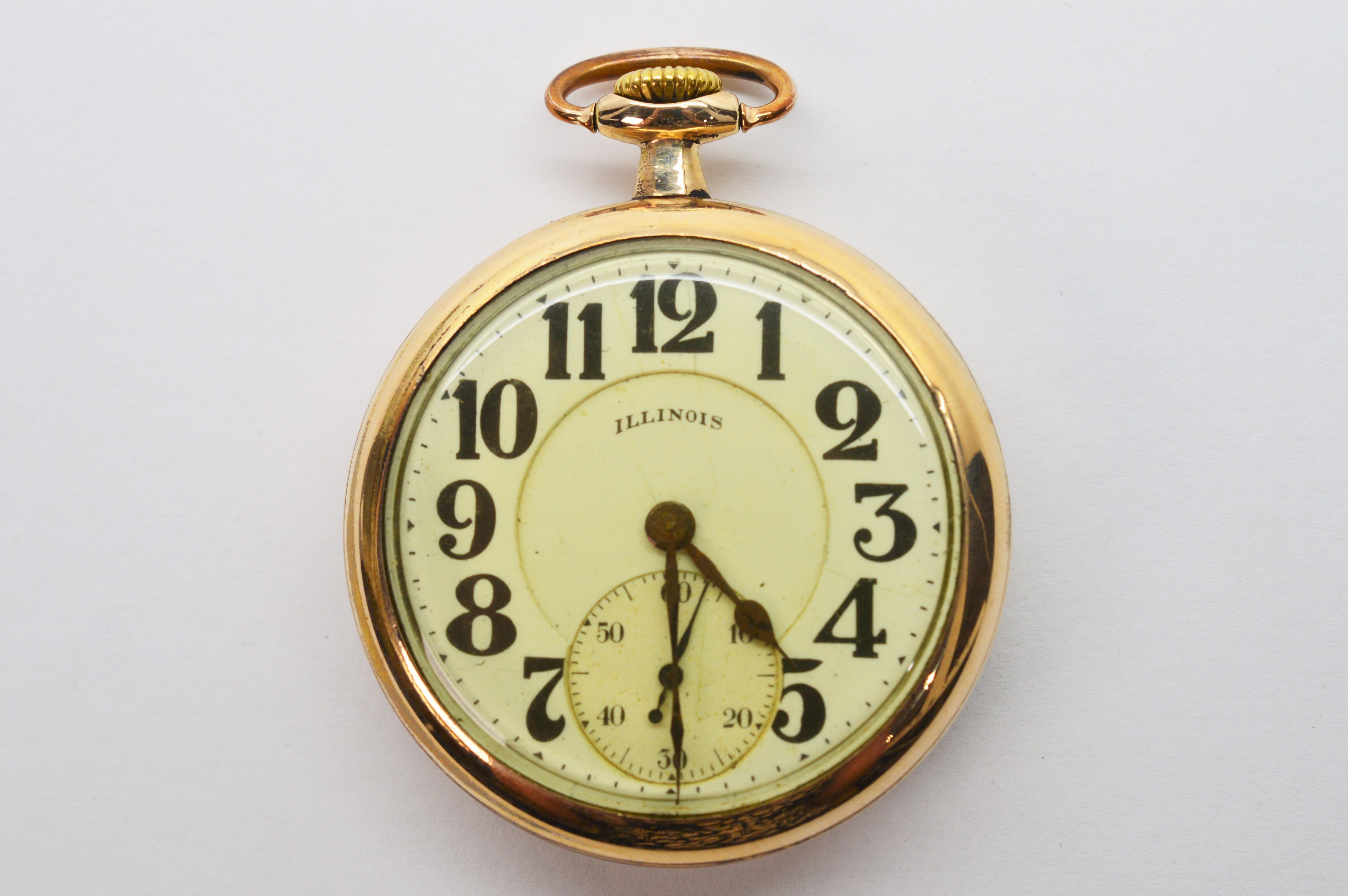 Illinois Bunn Special Brass Pocket Watch with Display Back 3