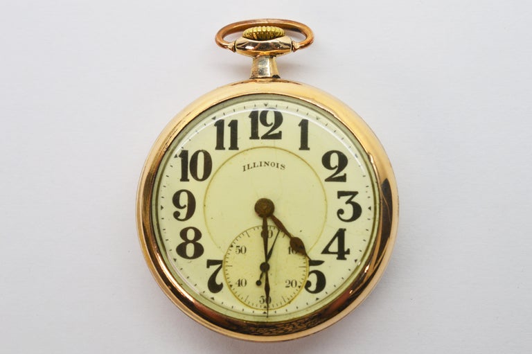Illinois Bunn Special Brass Pocket Watch with Display Back at 1stDibs