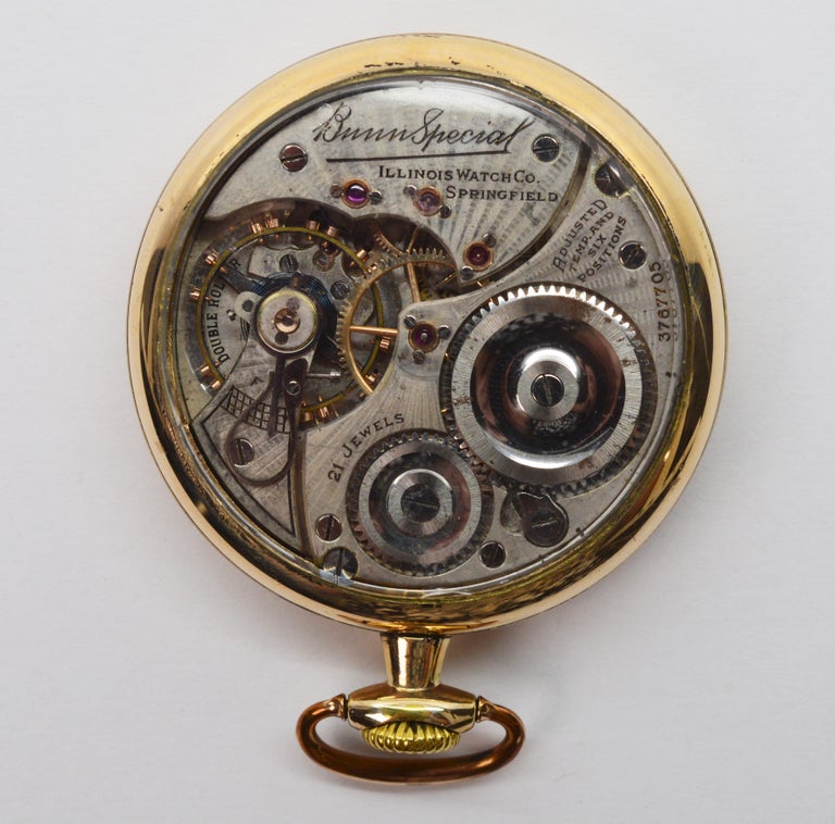 Illinois Bunn Special Brass Pocket Watch with Display Back at 1stDibs