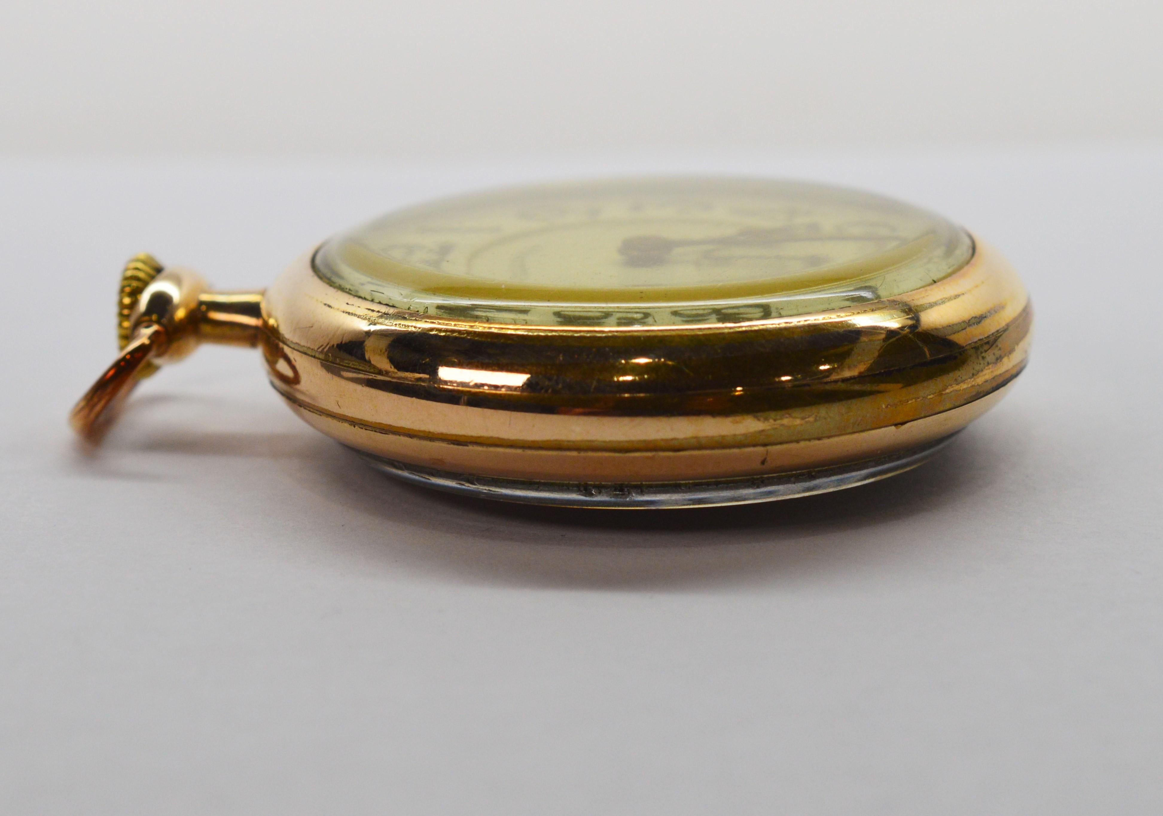 Illinois Bunn Special Brass Pocket Watch with Display Back 1