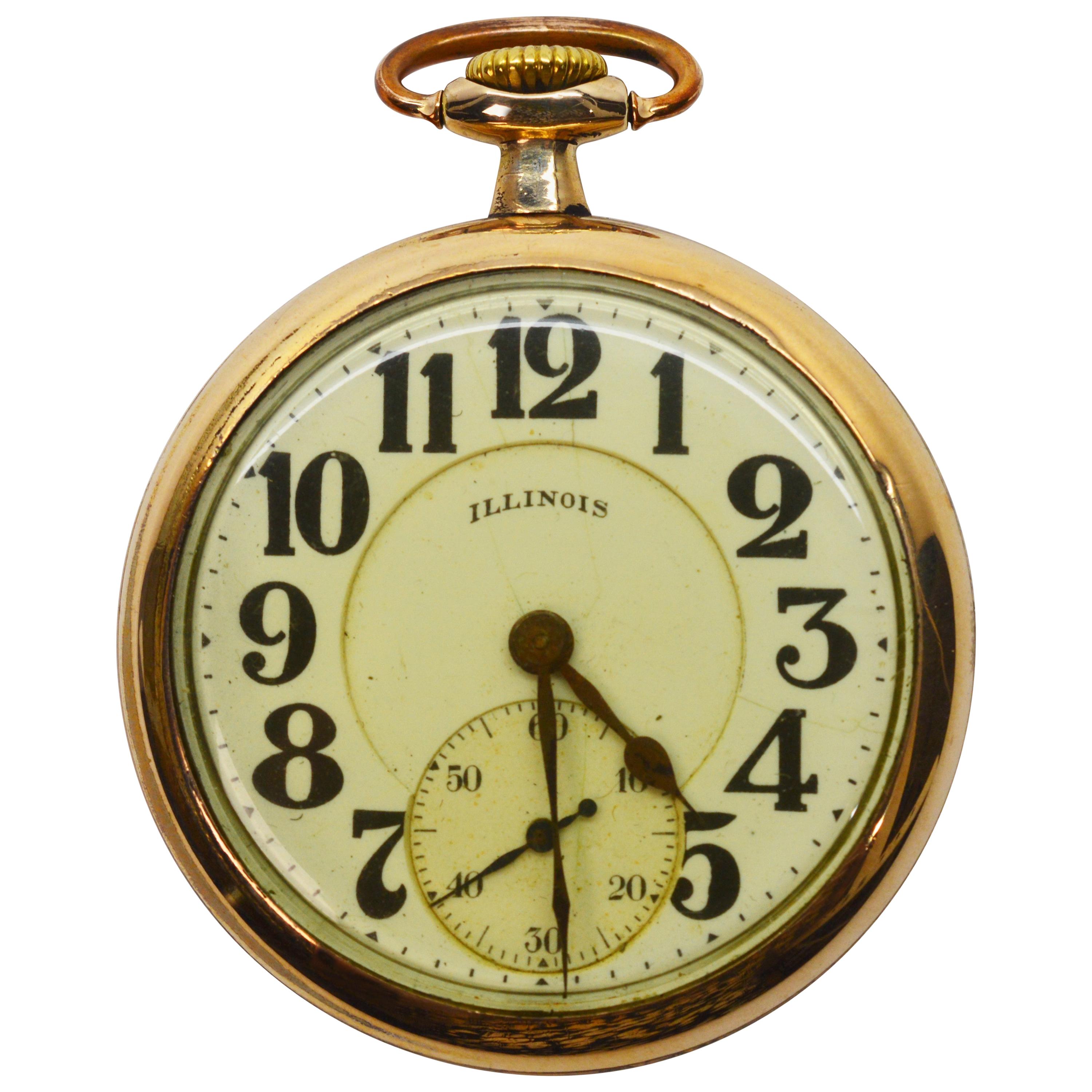 Illinois Bunn Special Brass Pocket Watch with Display Back