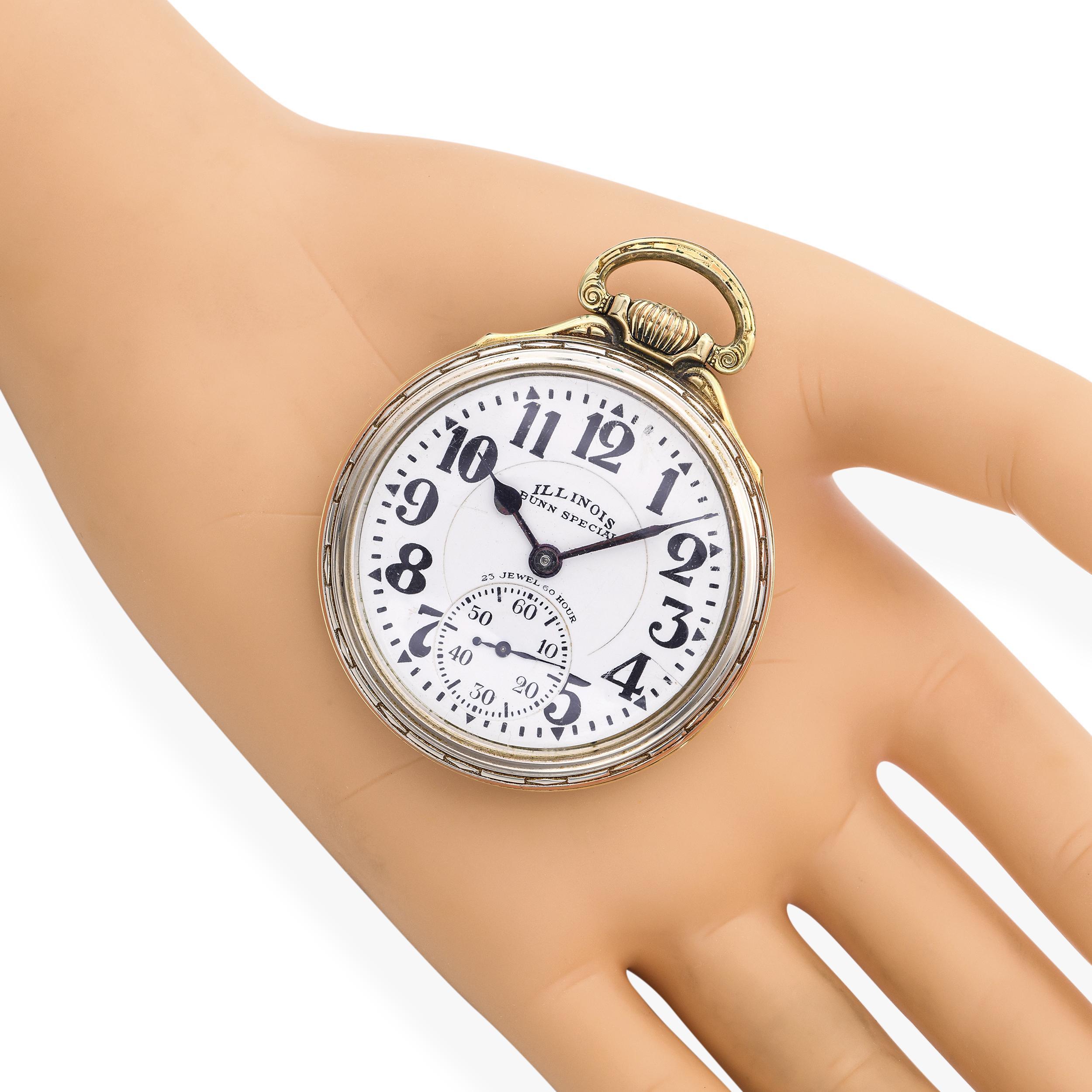 Illinois Elinvar Bunn Special 163A Type IIB 23 Jewel Railroad Pocket Watch In Excellent Condition For Sale In New York, NY
