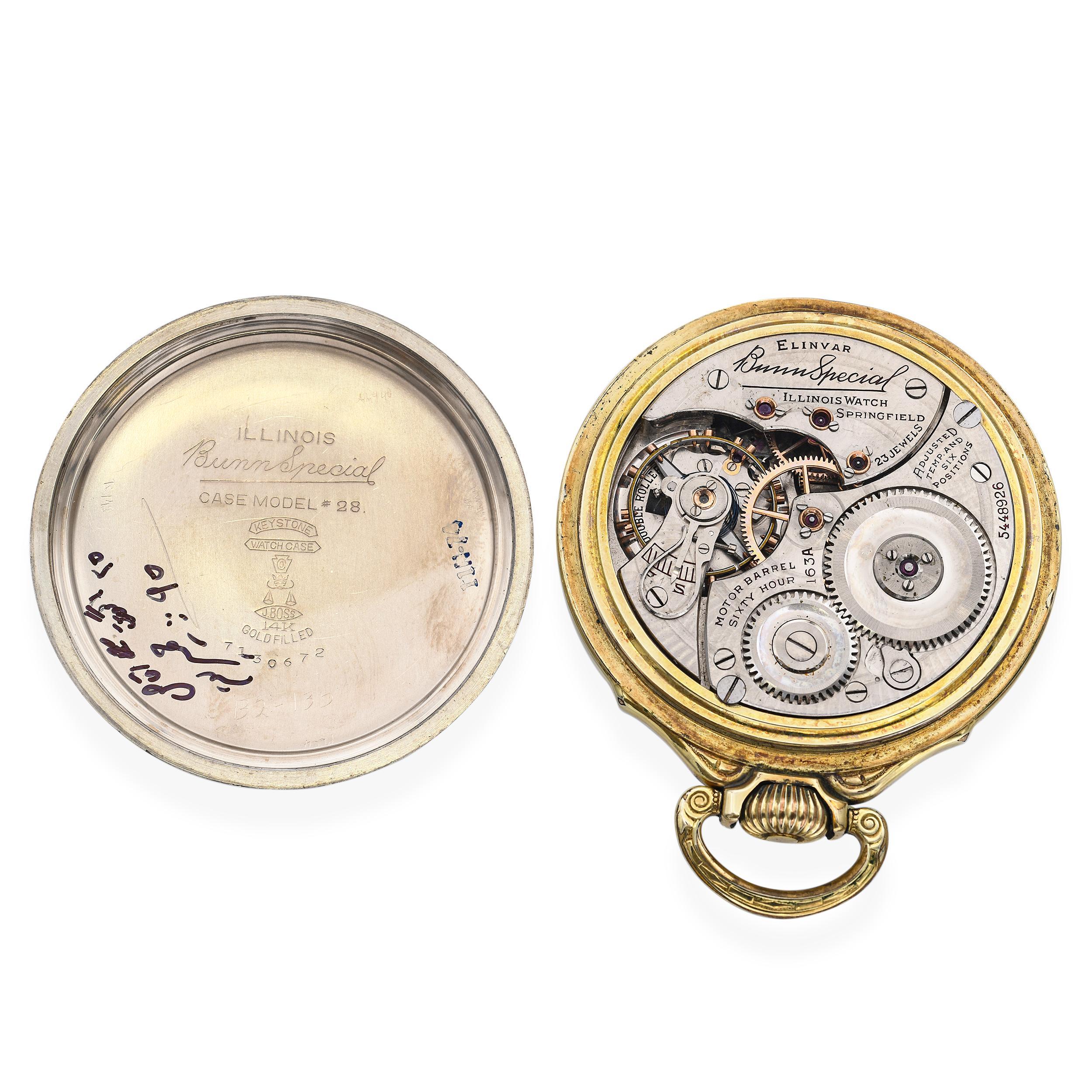 Illinois Elinvar Bunn Special 163A Type IIB 23 Jewel Railroad Pocket Watch For Sale 1