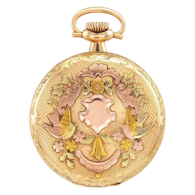 Illinois Hunter Case Tricolour Gold Antique Pocket Watch at 1stDibs