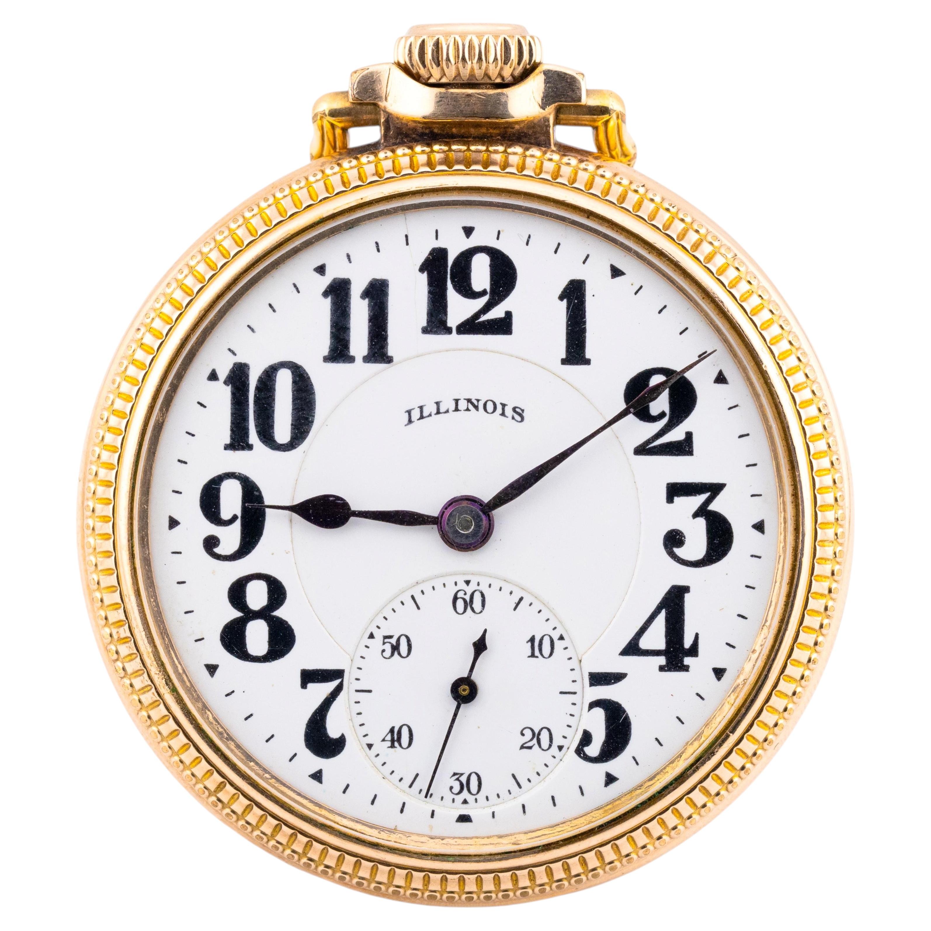 Illinois Railroad Bunn Special Orologio da tasca antico da uomo con 21 Jewell e riempito d'oro in vendita