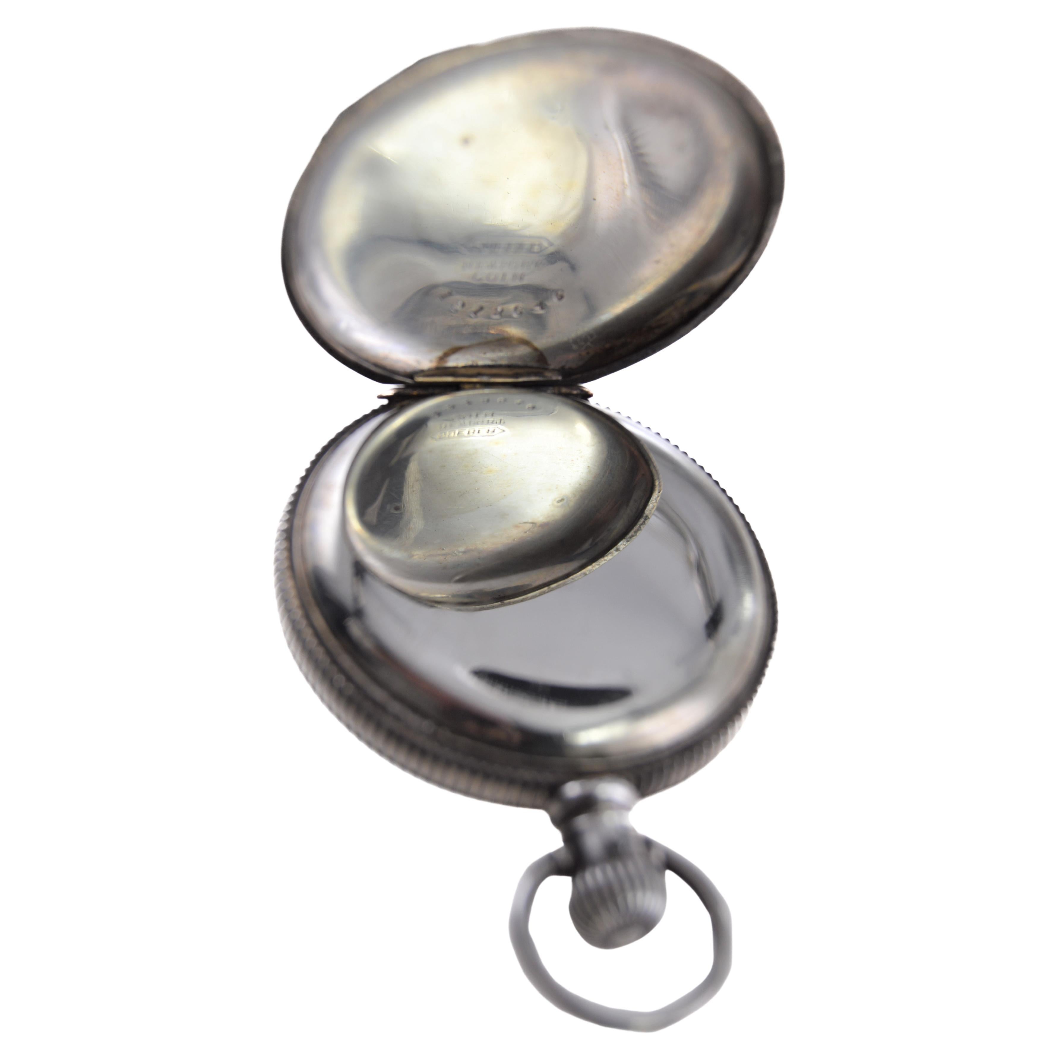 Illinois Silver Hunters Case Pocket Watch from 1893 with Pocket Watch Chain 9