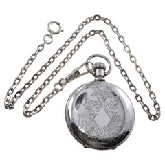 Illinois Silver Hunters Case Pocket Watch from 1893 with Pocket Watch Chain