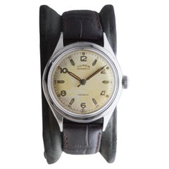 Illinois Edelstahl-Automatikuhr im Art-Déco-Stil um 1950