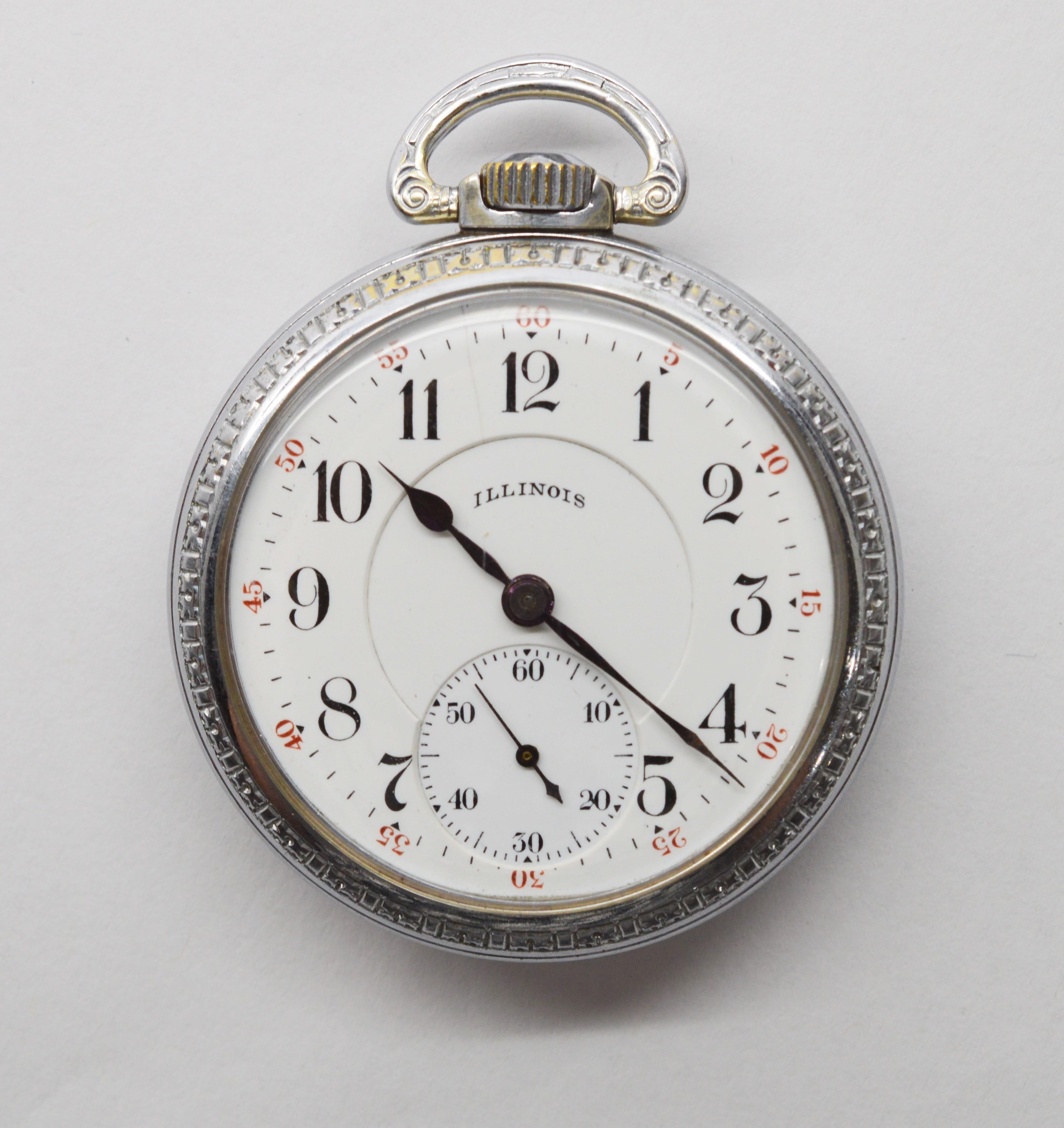 Men's Illinois Steel Pocket Watch with Display Back