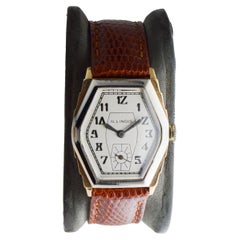 Reloj Art Déco Illinois bicolor circa 1931 con correa original de época