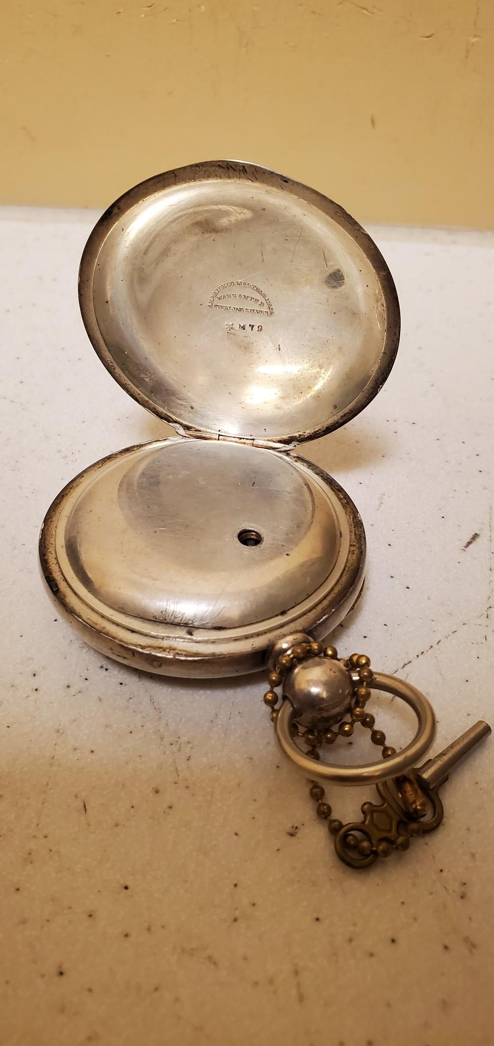 Women's or Men's Illinois Watch Co. Pocket Watch Key Wind Working Sterling Silver 1886 Year