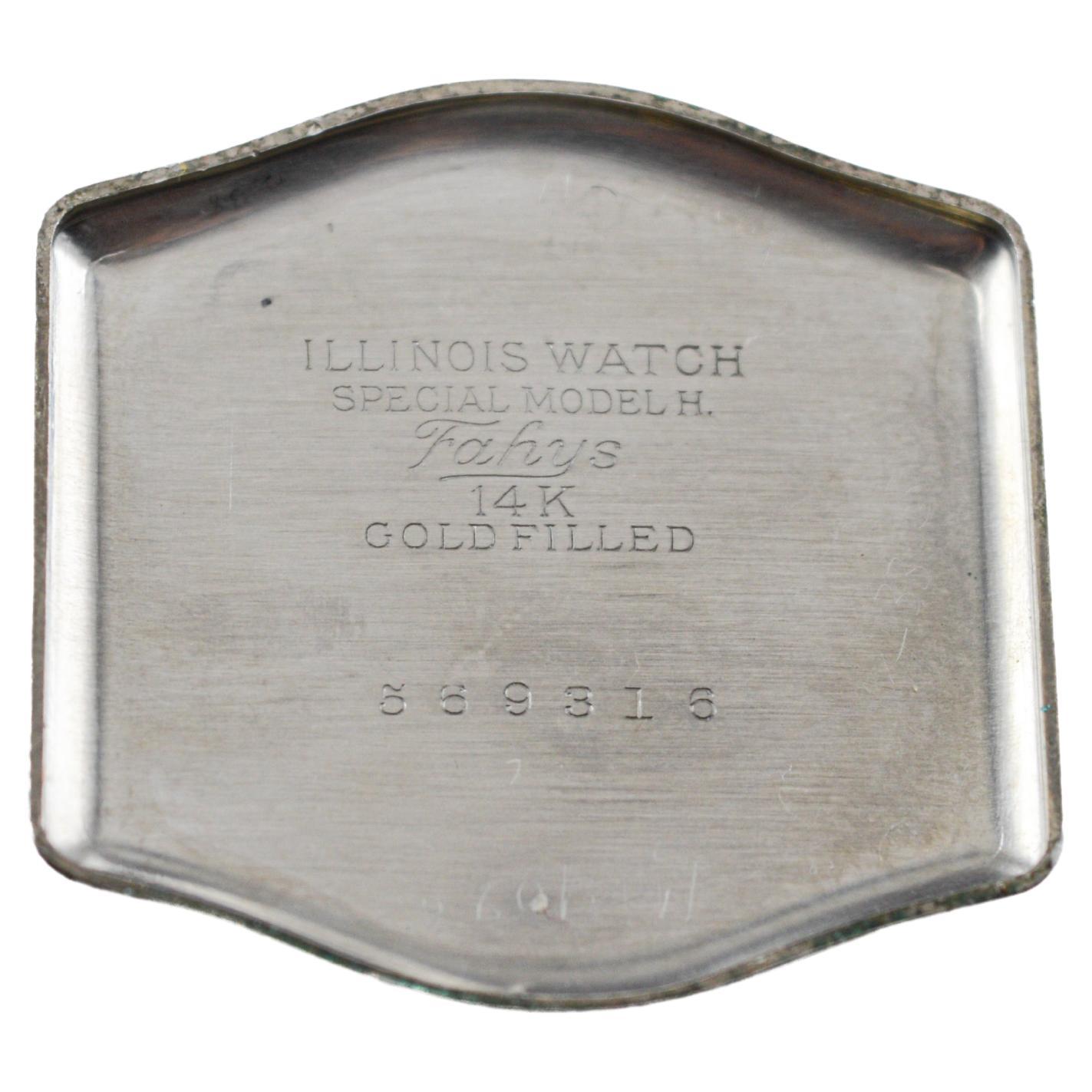 Illinois White Gold Filled Art Deco Watch circa 1920's Hand Engraved Case 8
