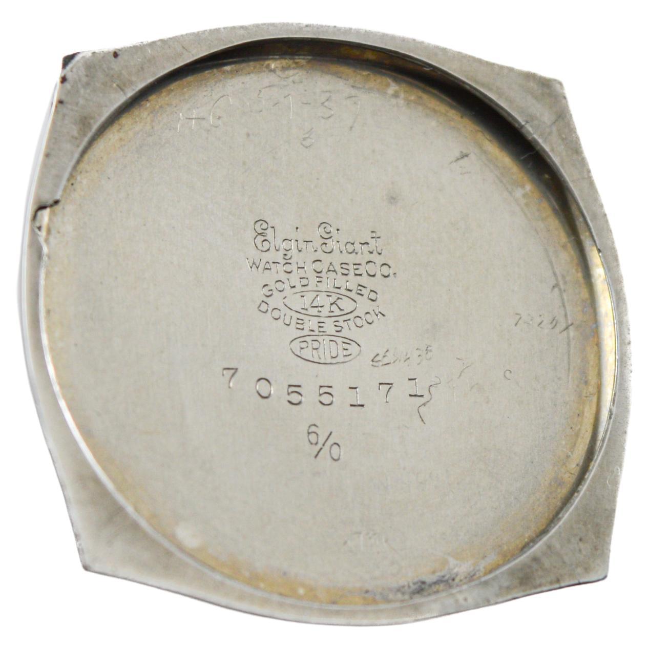 Illinois White Gold Filled Art Deco Watch circa, 1928 Modified Tortue Shape For Sale 9