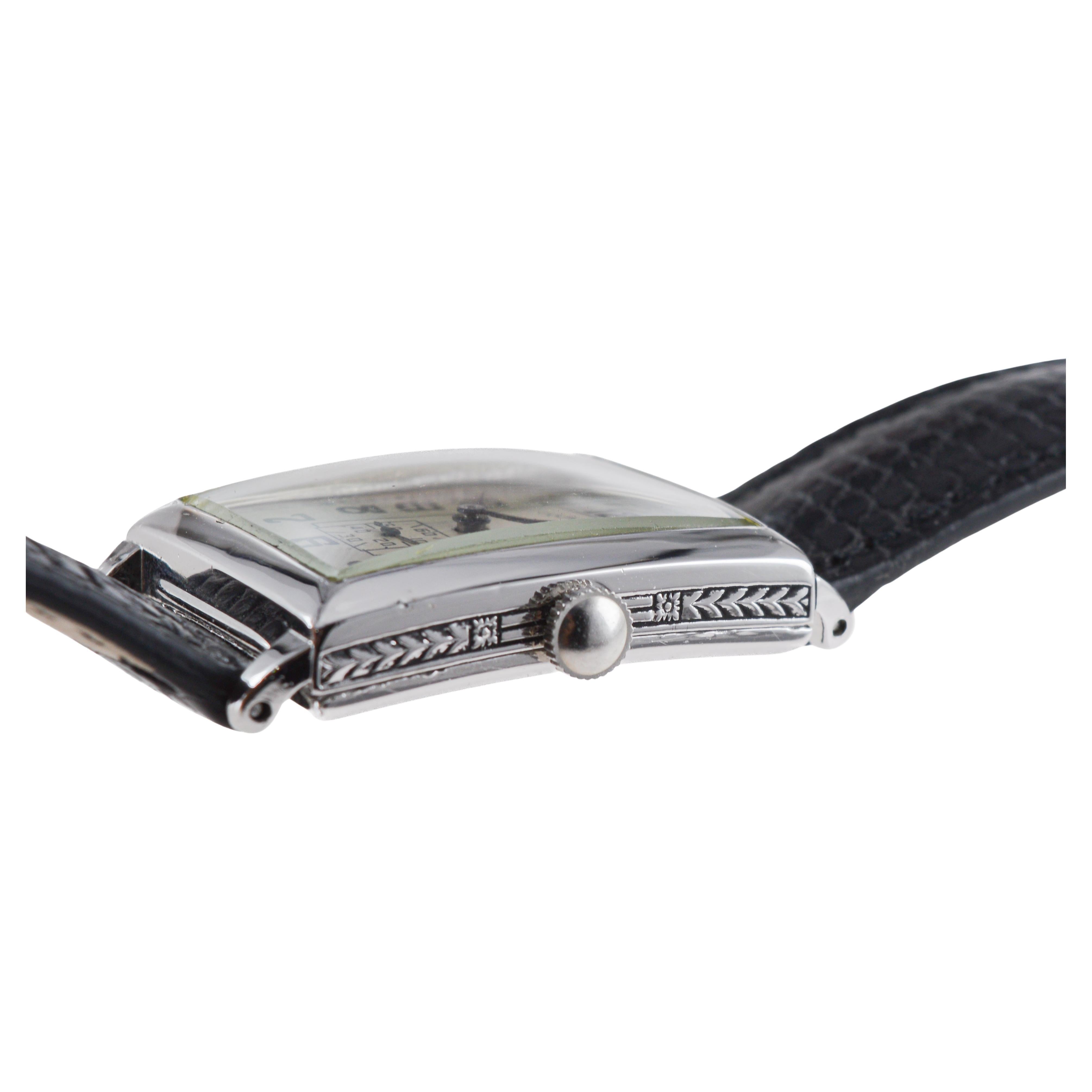 Illinois White Gold-Filled Art Deco Watch circa 1930's For Sale 10