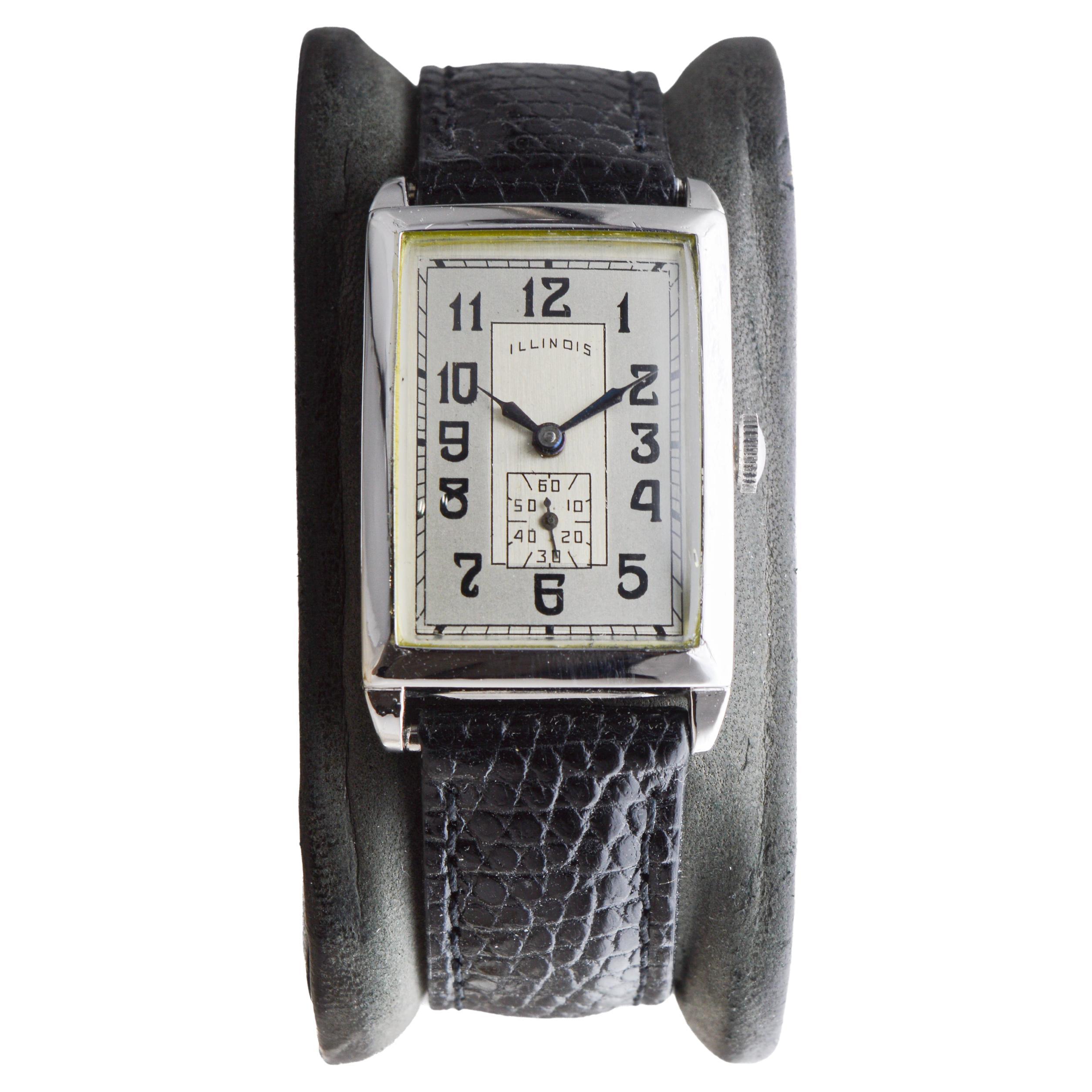 Illinois White Gold-Filled Art Deco Watch circa 1930's