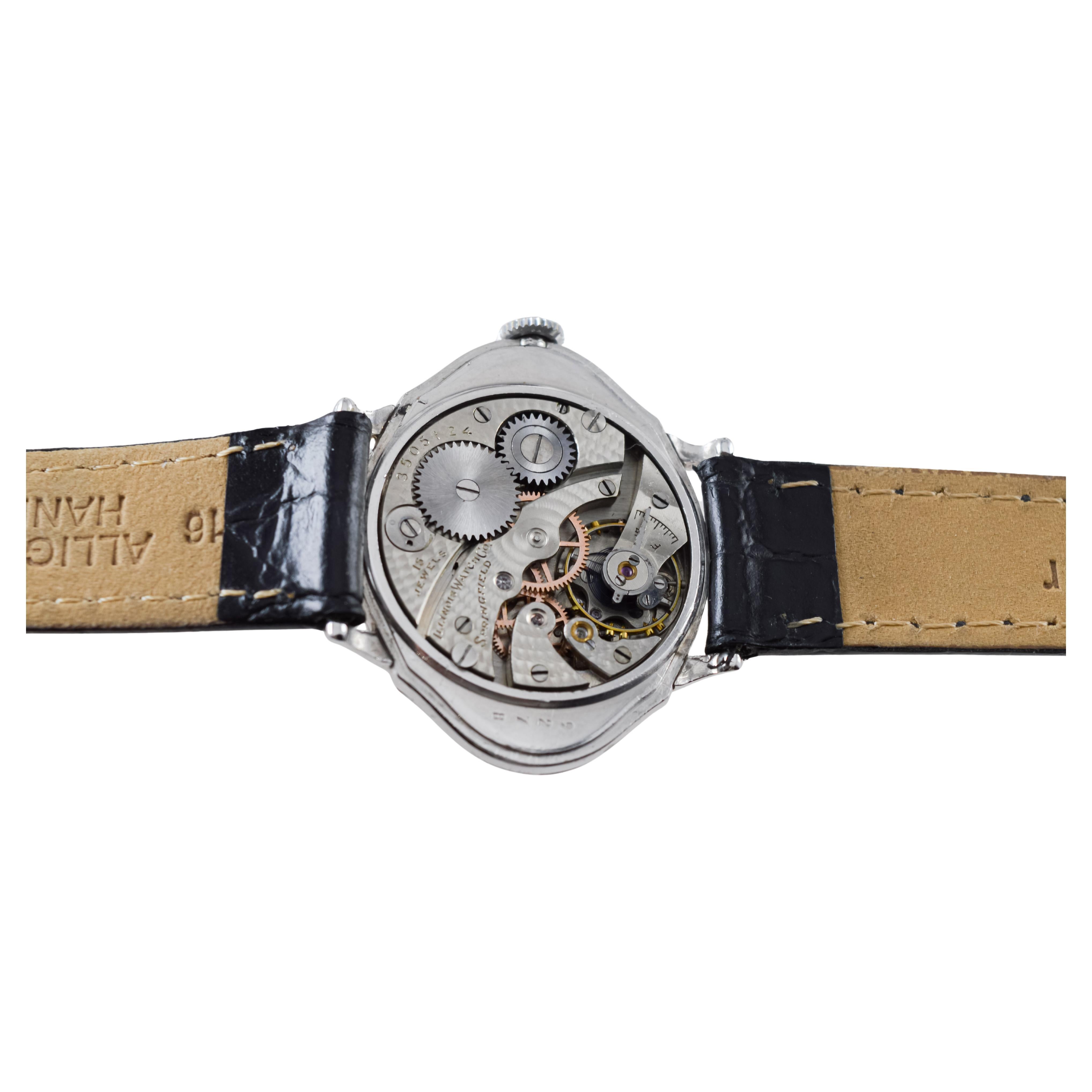 Illinois White Gold Filled Picadillo Art Deco Watch from 1928 with Original Dial For Sale 10