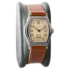 Orologio Illinois a forma di tortora in oro bianco, modello raro Art Deco