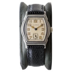 Illinois Weißgold gefüllt Seltenes Modell Art Deco Tortue-förmige Uhr