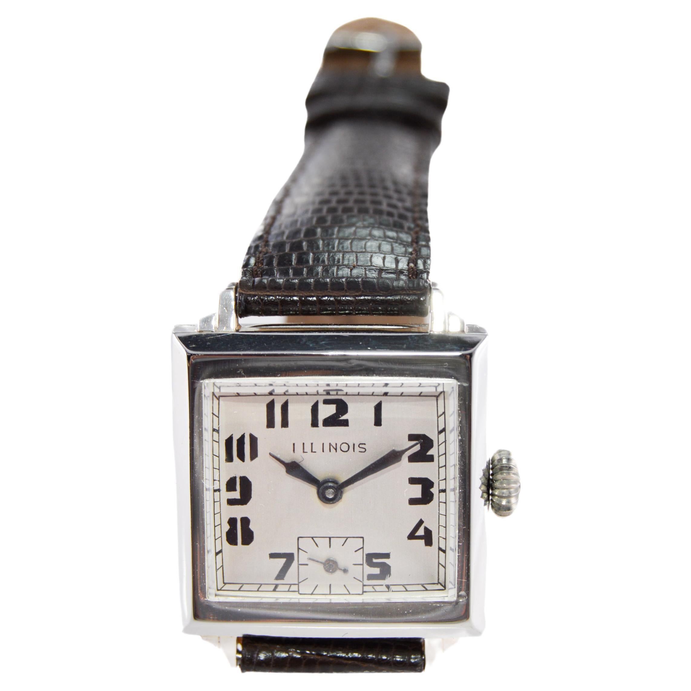 Illinois White Gold Filled Watch Art Deco Wrist Watch 1930's For Sale 1
