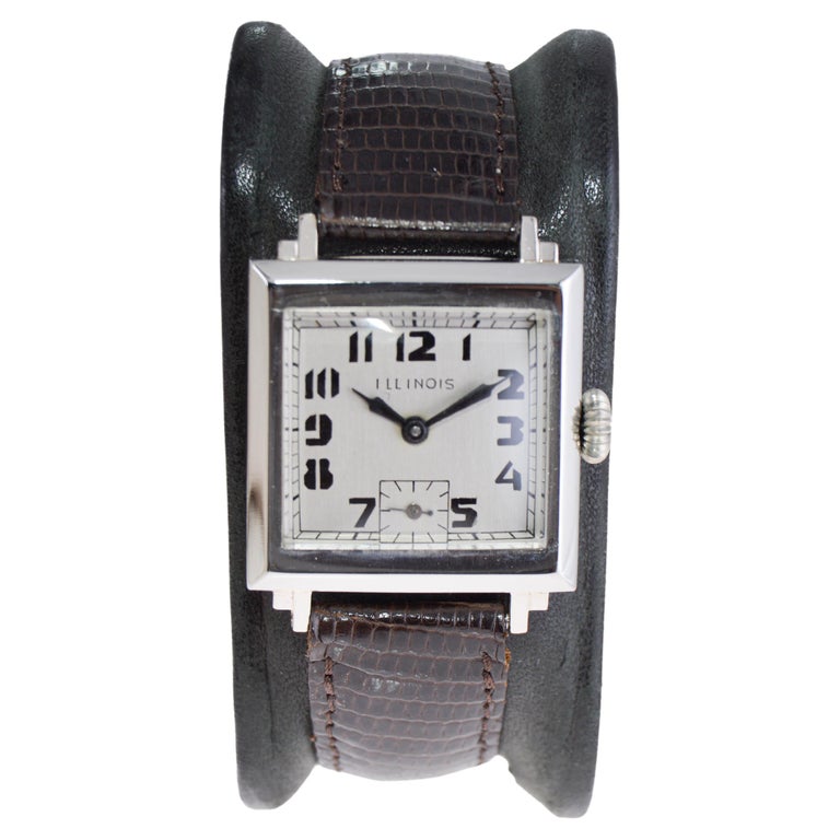 Illinois White Gold Filled Watch Art Deco Wrist Watch 1930