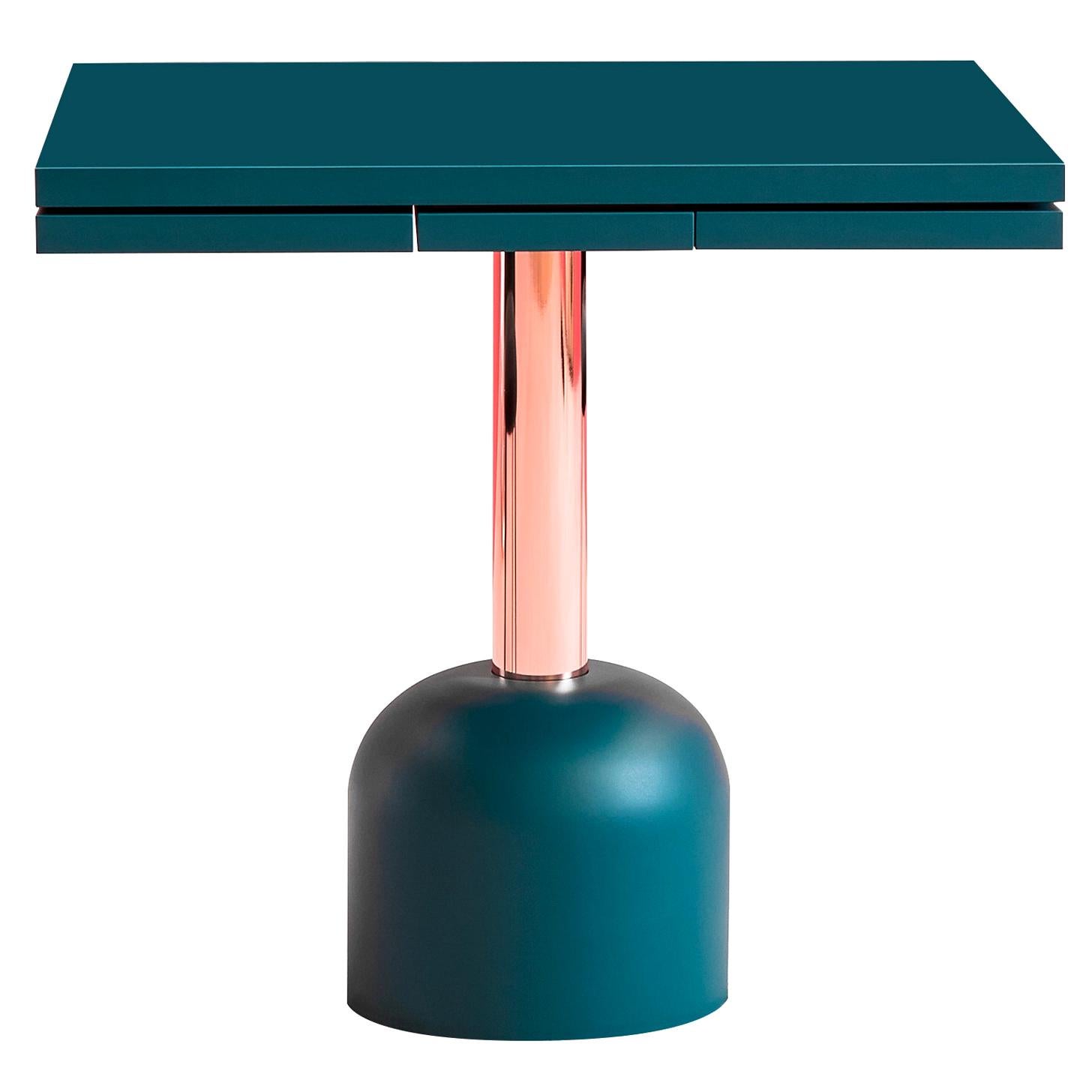 For Sale: Green (Veronese Green NCS S-5040 B-50G) Illo Plus Table with Copper Column by Miniforms Lab
