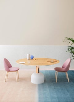 Illo Runder Tisch aus geflammter Eiche mit Kupfersäule von Miniforms Lab