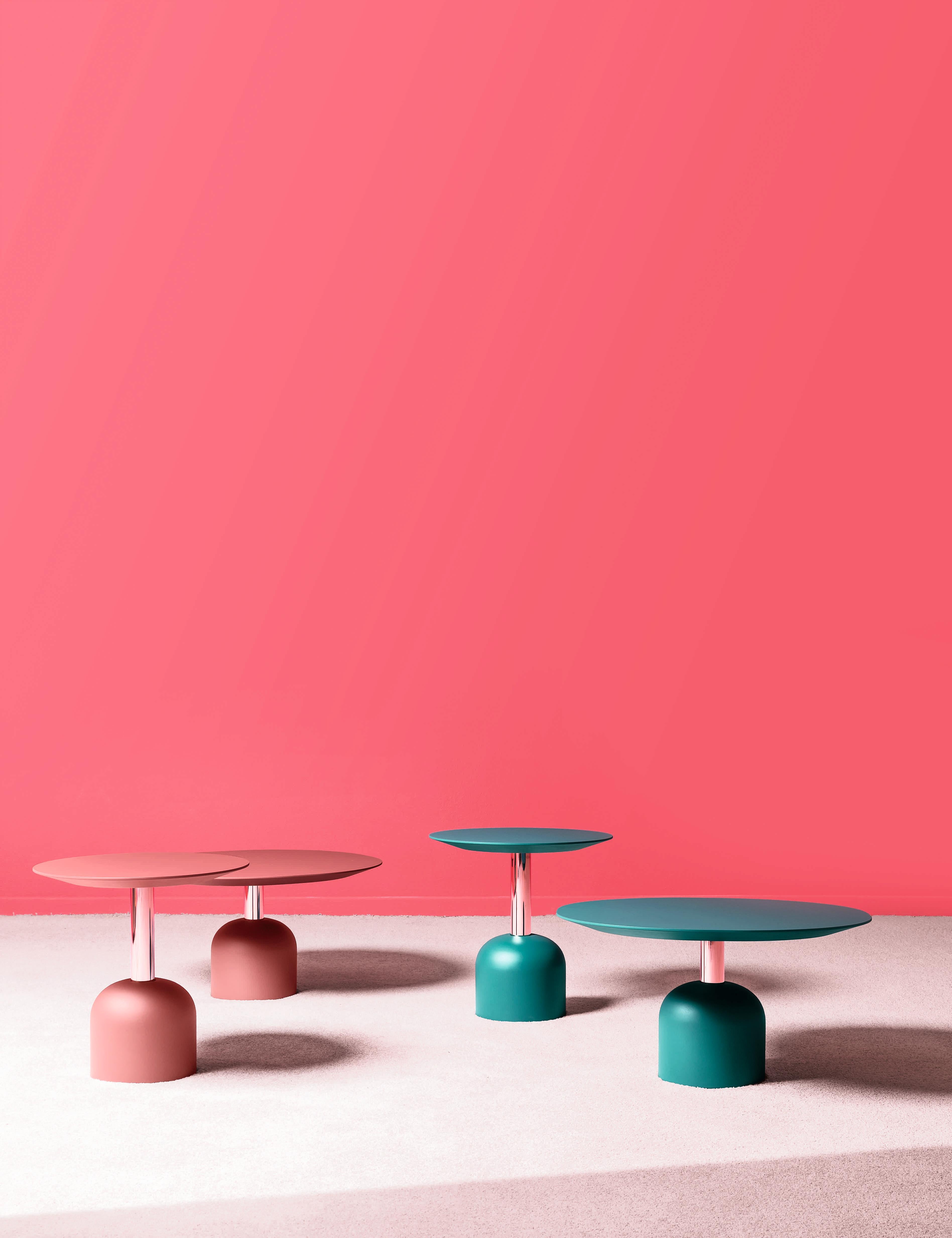 Mesa redonda Illo con columna de cobre by Miniforms Lab Italiano en venta