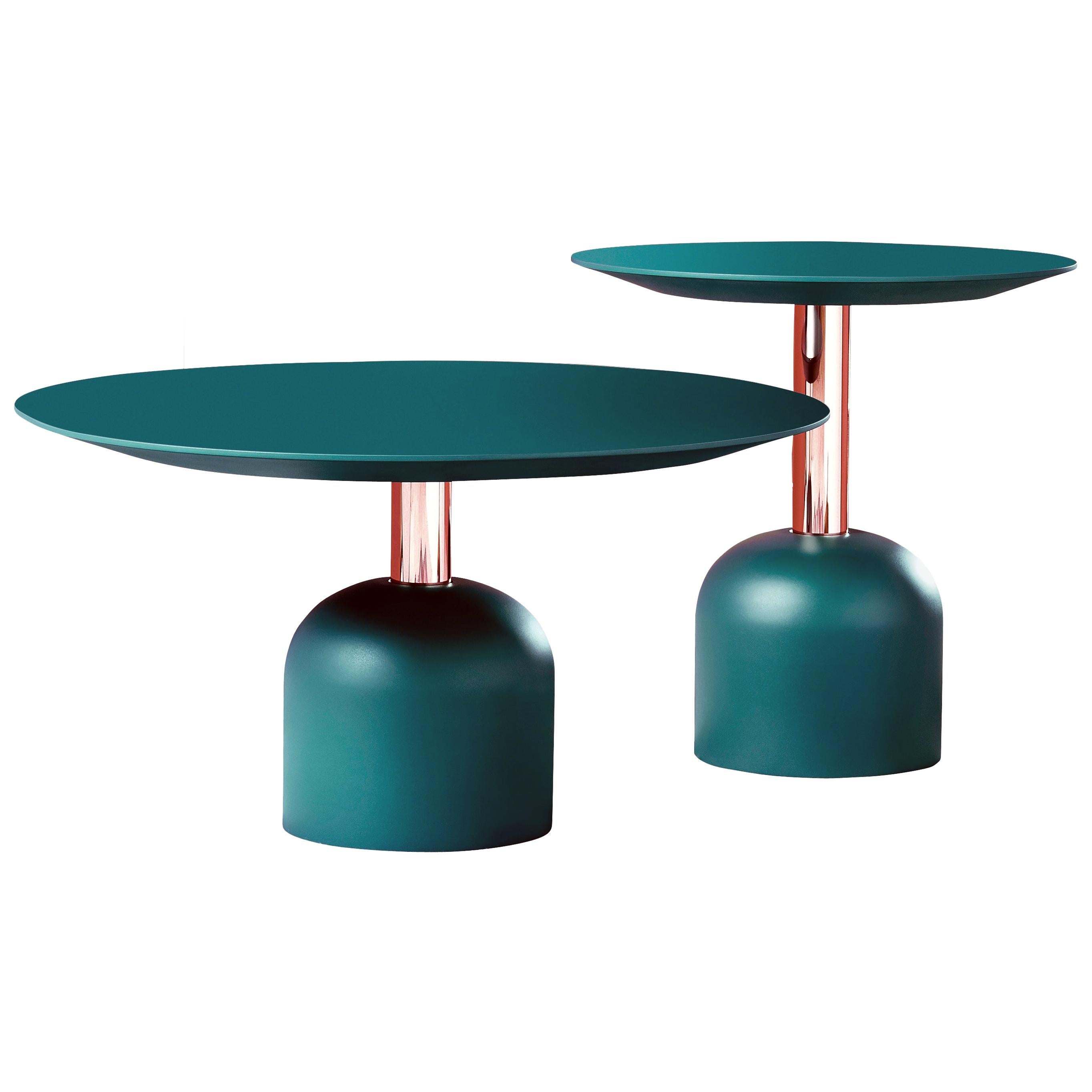 Illo Round Table with Copper Column by Miniforms Lab