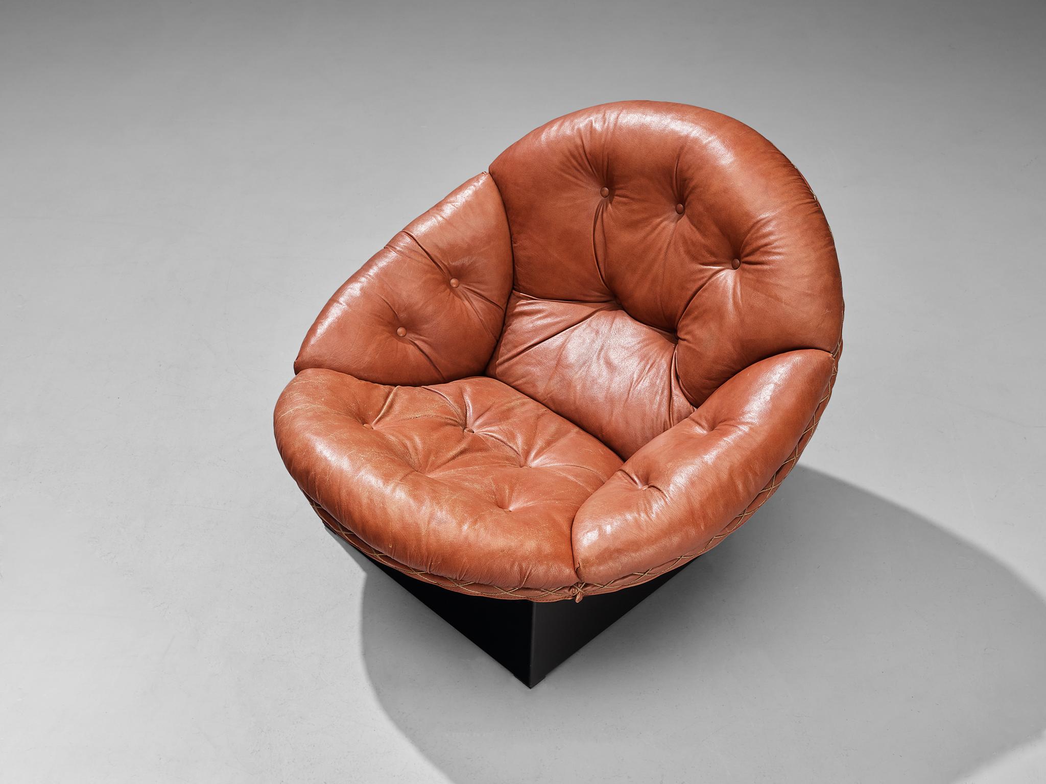 Danish Illum Wikkelsø 'Apollo' Lounge Chair and Ottoman in Leather  For Sale